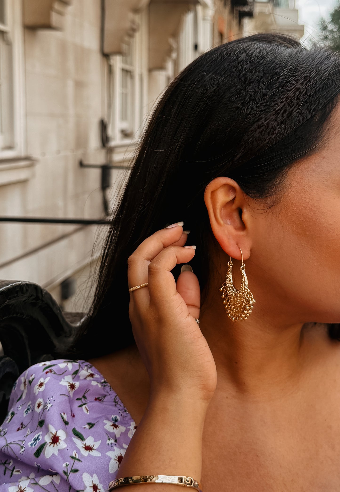Gold Filigree Jhumka Hoop Earrings